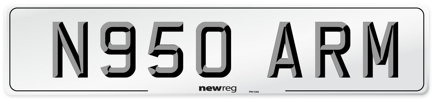 N950 ARM Number Plate from New Reg